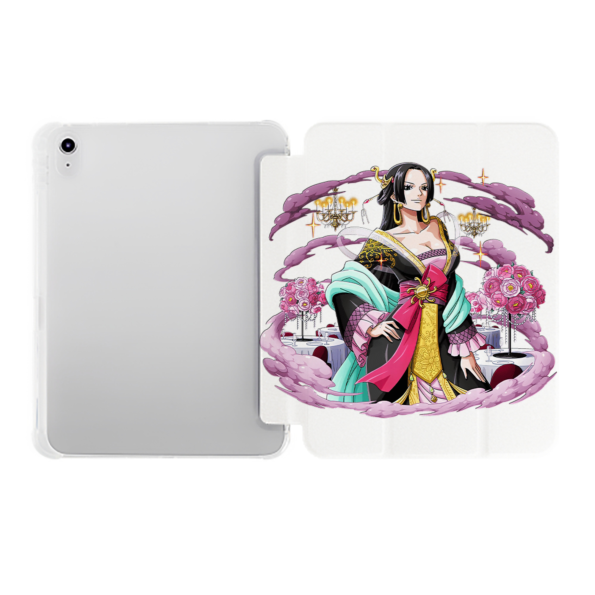 （画像用） ワンピース ボア・ハンコック ONE PIECE Boa·Hancock IPad ケース ペン収納付き 三つ折りスタンド PUレザー×シリコン 対応機種9.5/10.5/10.9インチ
